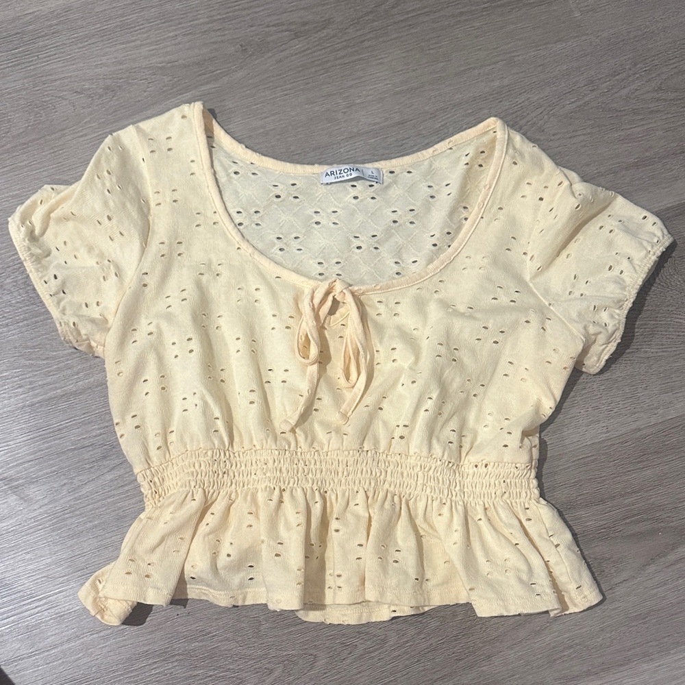 Arizona Jean Company Women's Yellow Eyelet Blouse